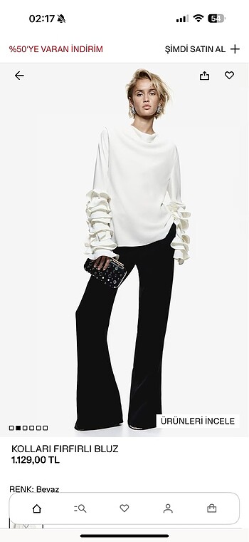 H&M H&M fırfırlı dökümlü bluz