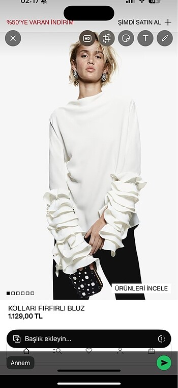 H&M fırfırlı dökümlü bluz