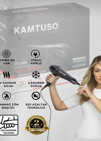 Beden Renk Kamtuso İyonik Profesyonel Siyah Saç Kurutma Makinesi