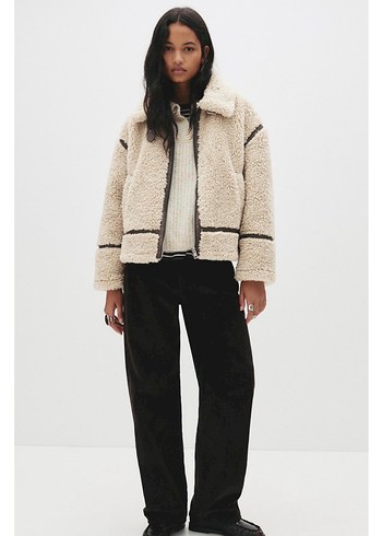 Pull&bear çift taraflı yeni etiketli peluş ceket - Görsel 3