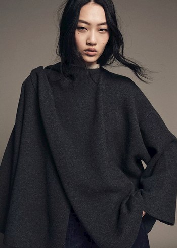 Zara fularlı triko pelerin - Görsel 3