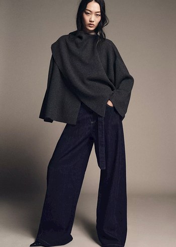 Zara fularlı triko pelerin - Görsel 2