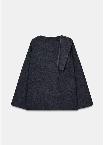 Zara fularlı triko pelerin - Görsel 4