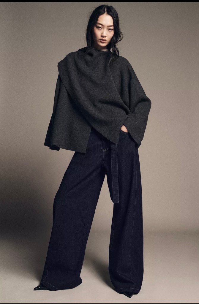 Zara fularlı triko pelerin - Görsel 2