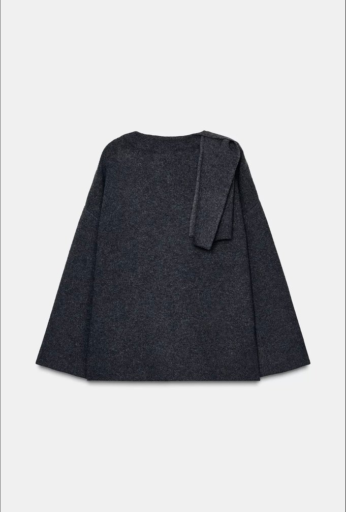 Zara fularlı triko pelerin - Görsel 4