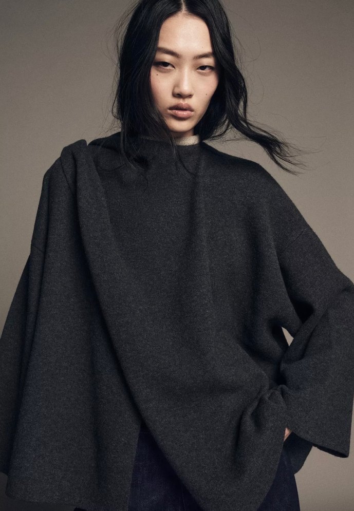 Zara yünlü pelerin - Görsel 3