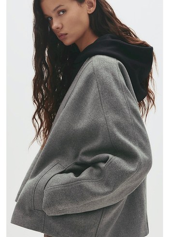 Pull&bear yün palto - Görsel 4