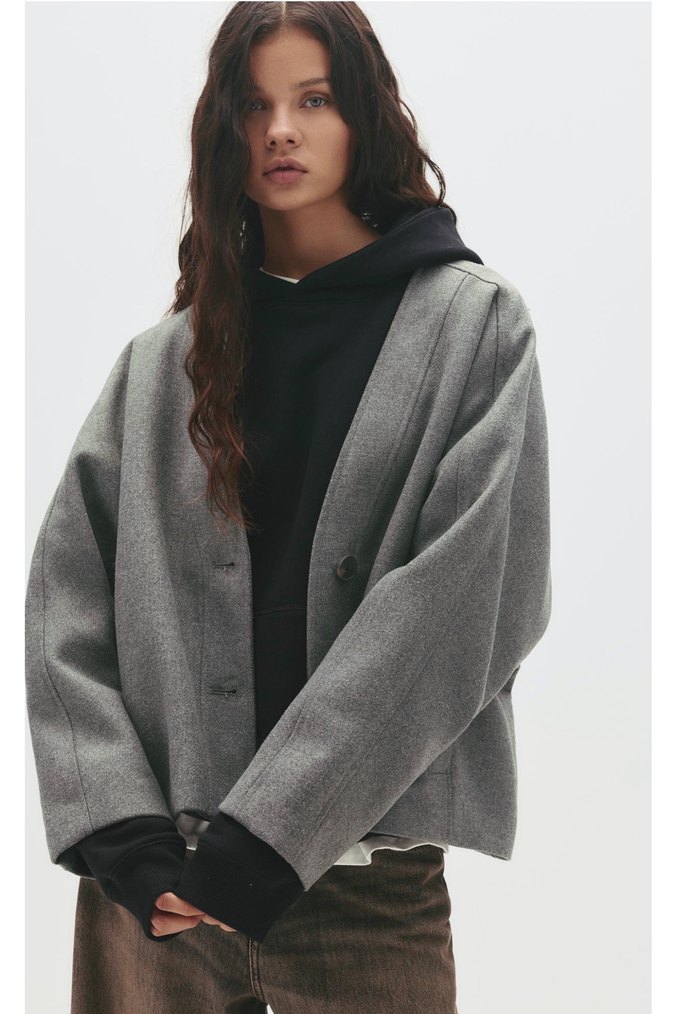 Pull&bear yün palto - Görsel 3