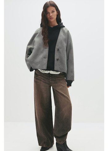 Pull&bear yün kaban - Görsel 2