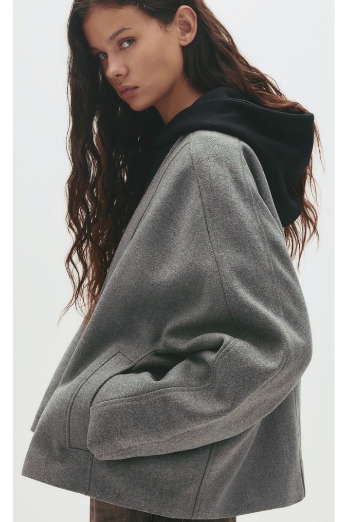 Pull&bear yün kaban - Görsel 3