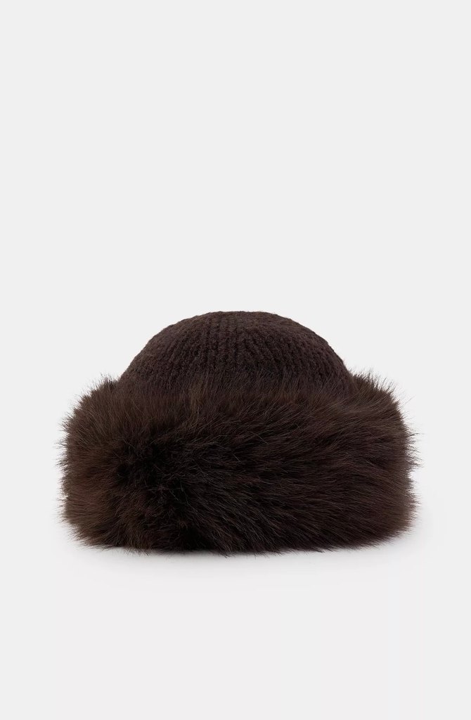 Zara suni kürk örgü yün bere - Görsel 2