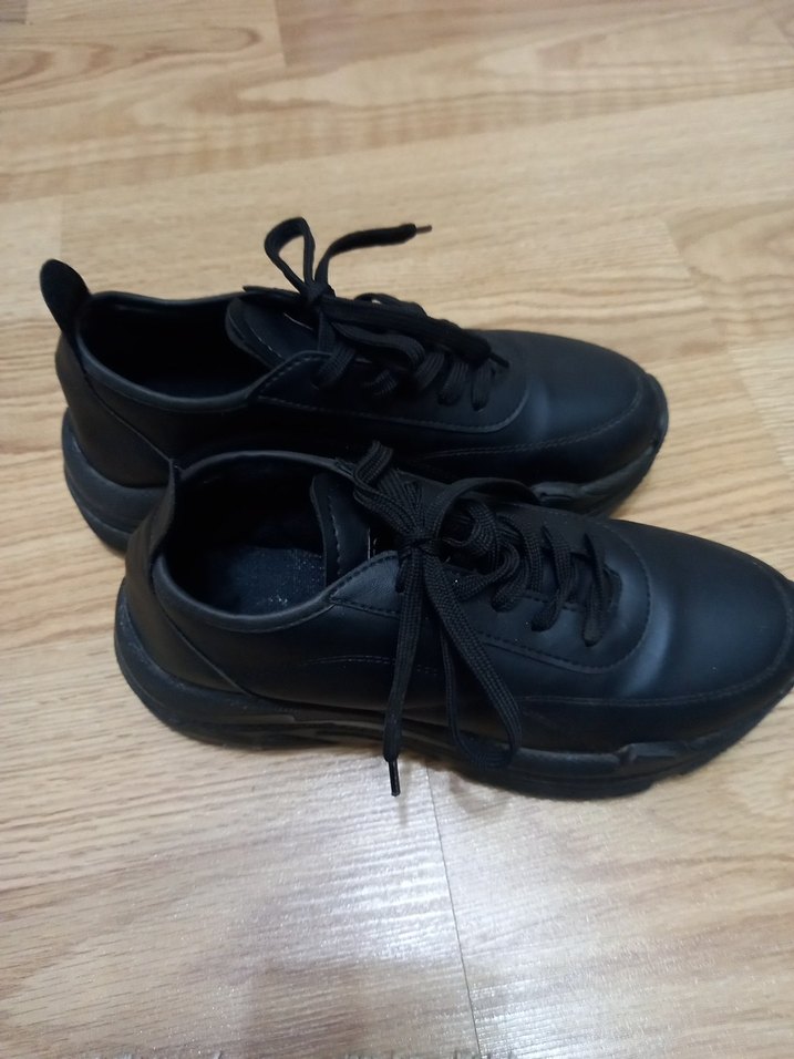 Siyah Platform Topuklu Spor Ayakkabı - Görsel 2