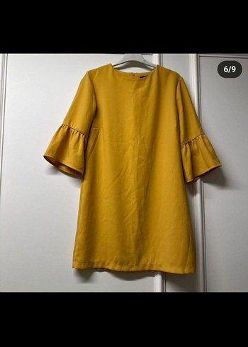 Sarı Uzun Kollu Salaş Kadın Tunik - Görsel 4