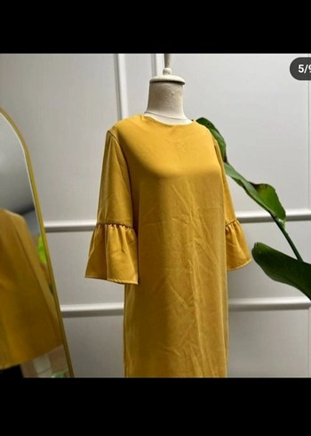 Sarı Uzun Kollu Salaş Kadın Tunik - Görsel 3