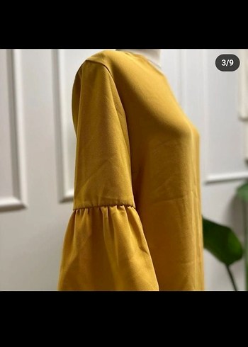 Sarı Uzun Kollu Salaş Kadın Tunik - Görsel 2