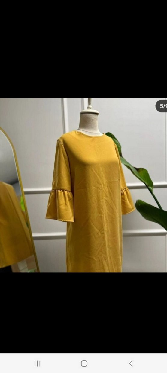 Sarı Uzun Kollu Salaş Kadın Tunik - Görsel 3