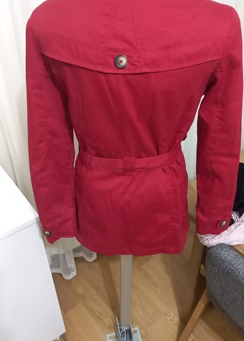 Bordo Kadın Midi Trençkot - Görsel 5