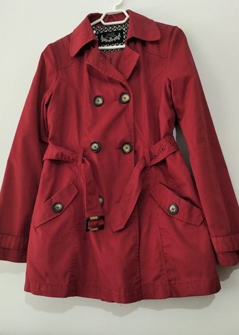 Bordo Kadın Midi Trençkot - Görsel 7