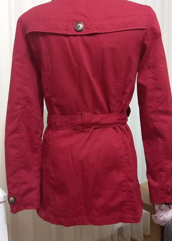 Bordo Kadın Midi Trençkot - Görsel 4