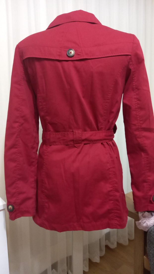 Bordo Kadın Midi Trençkot - Görsel 4