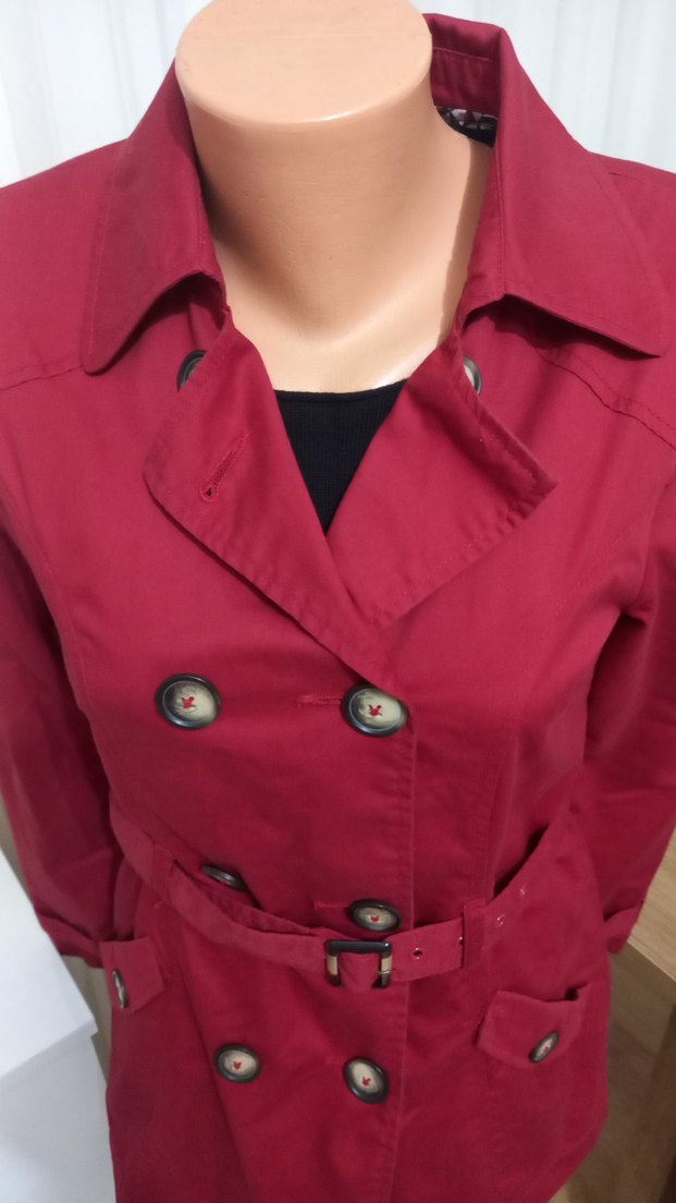 Bordo Kadın Midi Trençkot - Görsel 2