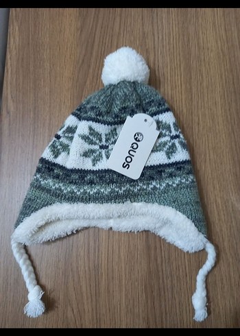 Gri Nakışlı Örgü Çocuk Bere - Görsel 3