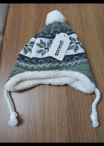 Gri Nakışlı Örgü Çocuk Bere - Görsel 4