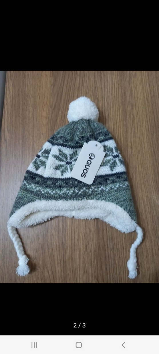 Gri Nakışlı Örgü Çocuk Bere - Görsel 3