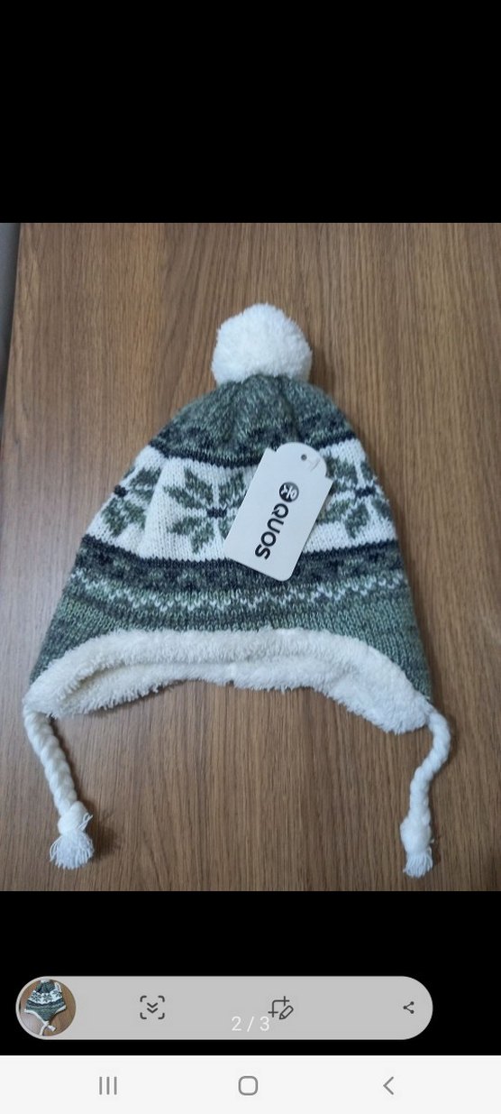 Gri Nakışlı Örgü Çocuk Bere - Görsel 2