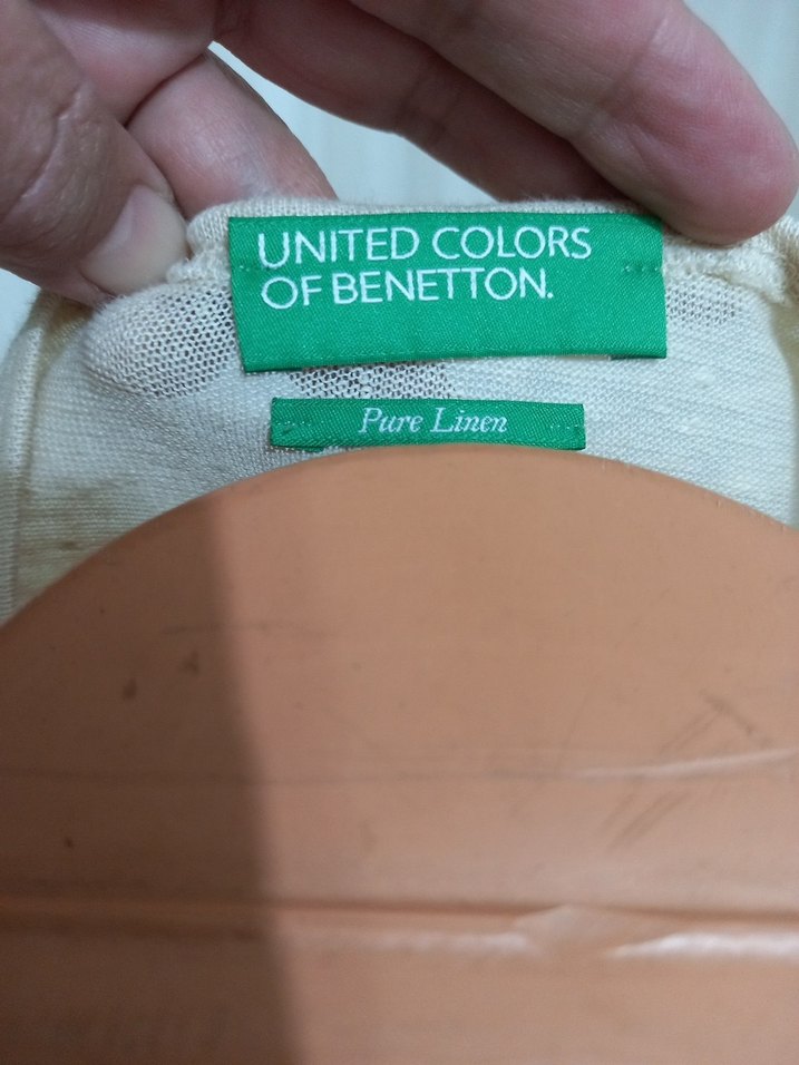 Bej Keten Kolsuz Bluz - Görsel 3