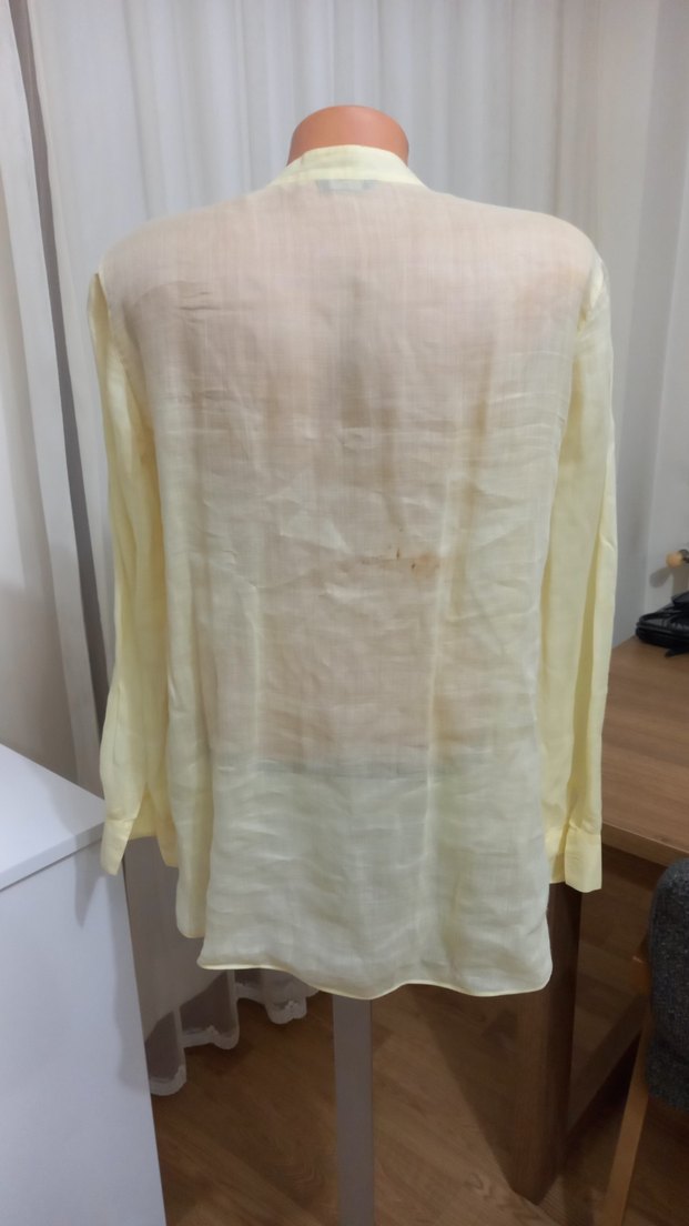 Bej Pamuklu Uzun Kollu Düğmeli Kadın Gömlek - Görsel 4