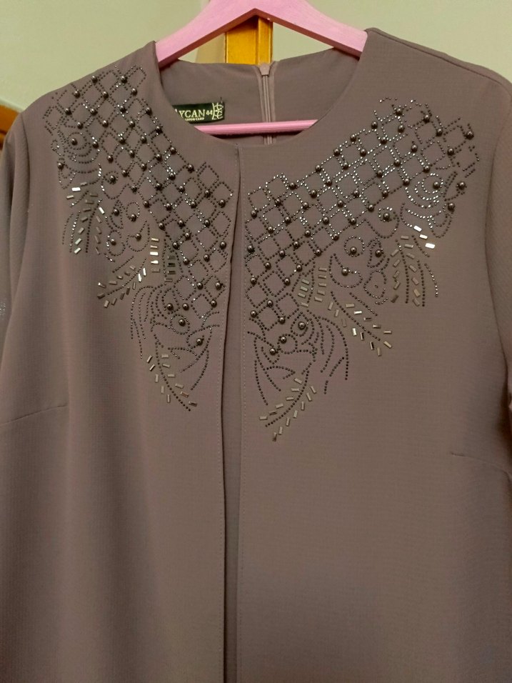 Gül kurusu tesettür abiye elbise - Görsel 2