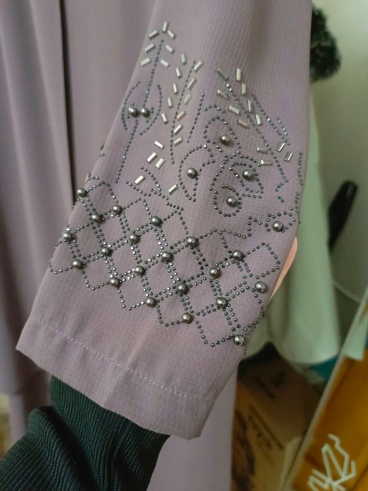 Gül kurusu tesettür abiye elbise - Görsel 3