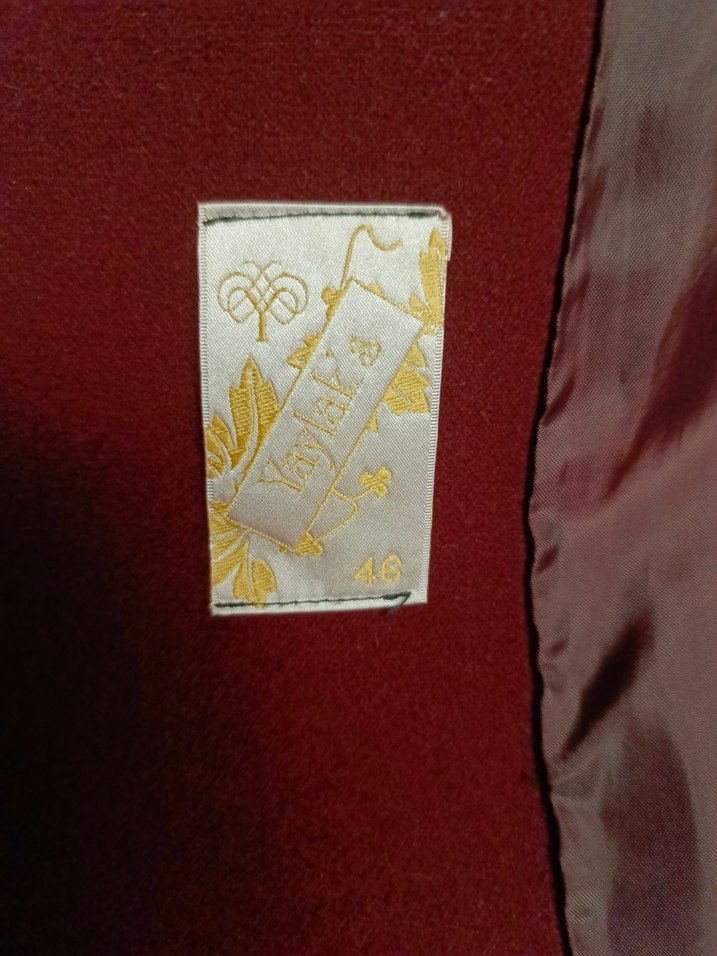 Bordo Uzun Düğmeli Kadın Kaban - Görsel 5