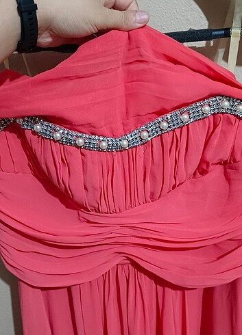 UZUN PEMBE ELBİSE - Görsel 5