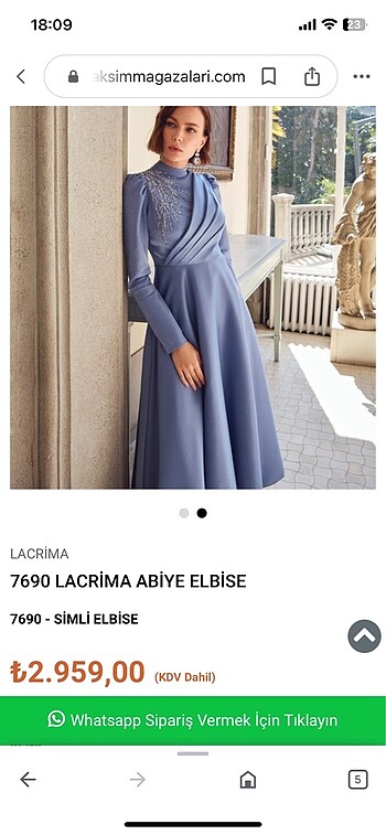 Eser lacrima indigo simli abiye elbise