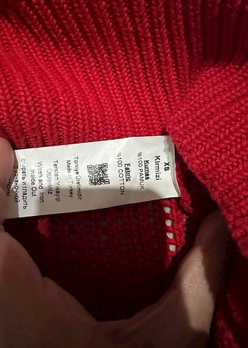 Kadın Kırmızı Triko Salaş Kazak - Görsel 4