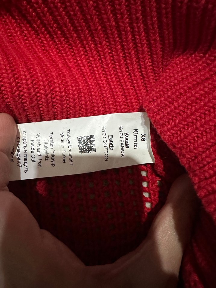 Kadın Kırmızı Triko Salaş Kazak - Görsel 4