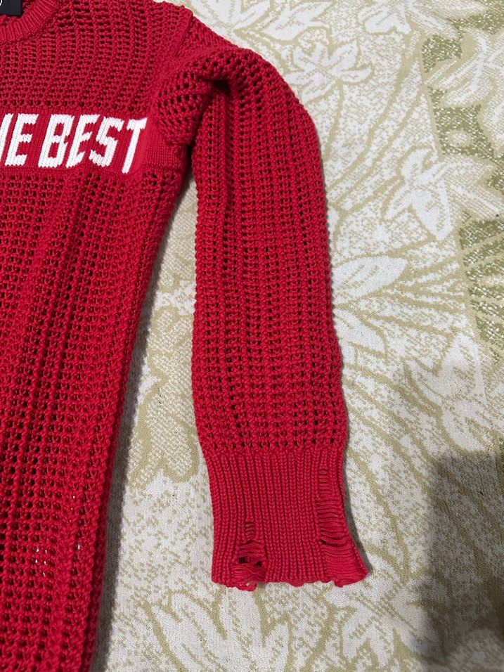 Kadın Kırmızı Triko Salaş Kazak - Görsel 3