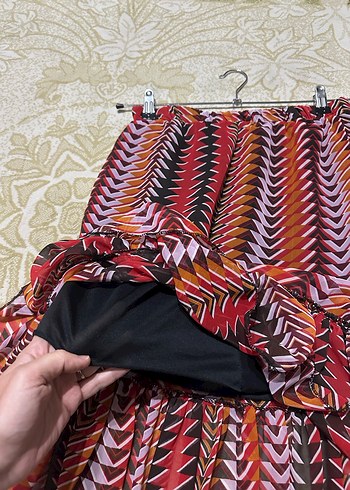 Bohem Çok Renkli Pileli Midi Etek - Görsel 2