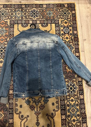 Kadın Mavi Denim Ceket, Düğmeli, Uzun Kollu - Görsel 3