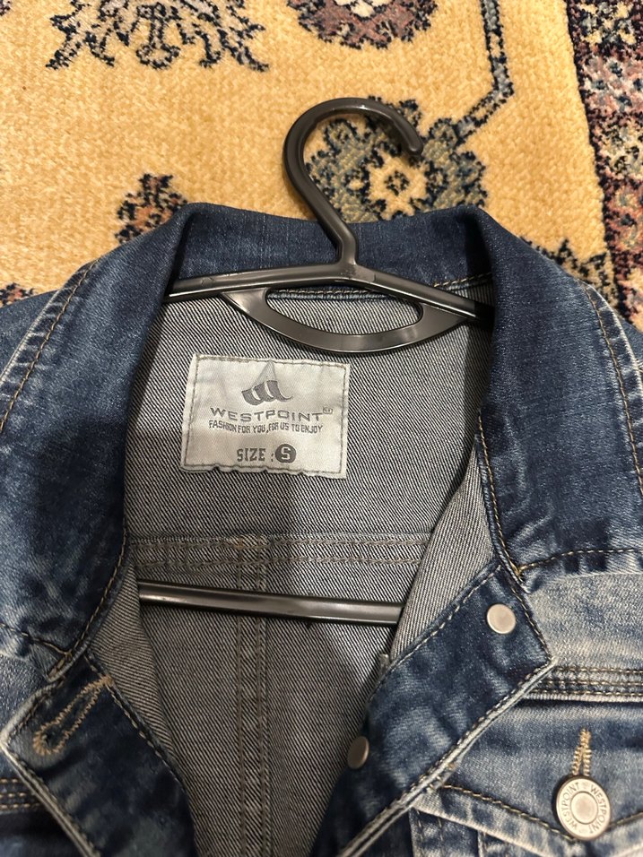 Kadın Mavi Denim Ceket, Düğmeli, Uzun Kollu - Görsel 2