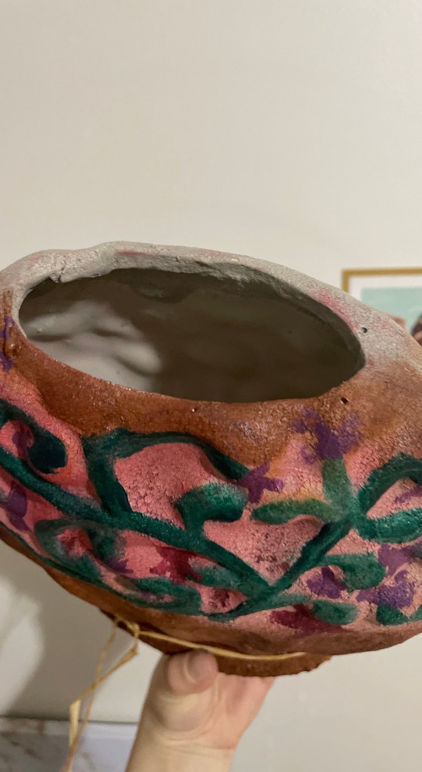 Kahverengi El Yapımı Seramik Vazo - Görsel 2