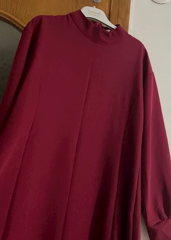 Bordo Drapeli Uzun Kadın Elbise - Görsel 4