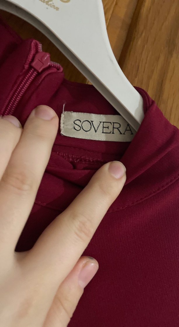 Bordo Drapeli Uzun Kadın Elbise - Görsel 3