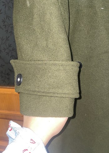 Düğmeli Khaki Kadın Uzun Kaban - Görsel 5