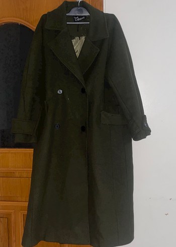 Düğmeli Khaki Kadın Uzun Kaban - Görsel 2