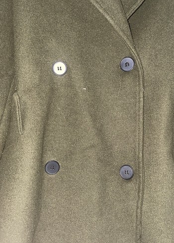 Düğmeli Khaki Kadın Uzun Kaban - Görsel 3