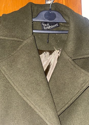 Düğmeli Khaki Kadın Uzun Kaban - Görsel 4