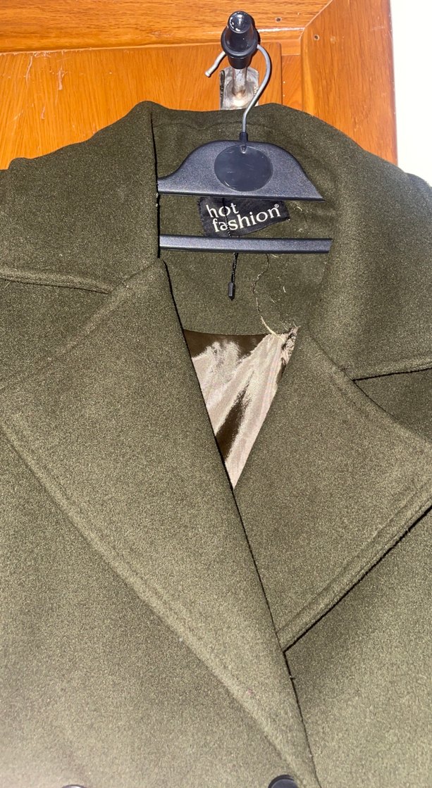 Düğmeli Khaki Kadın Uzun Kaban - Görsel 4